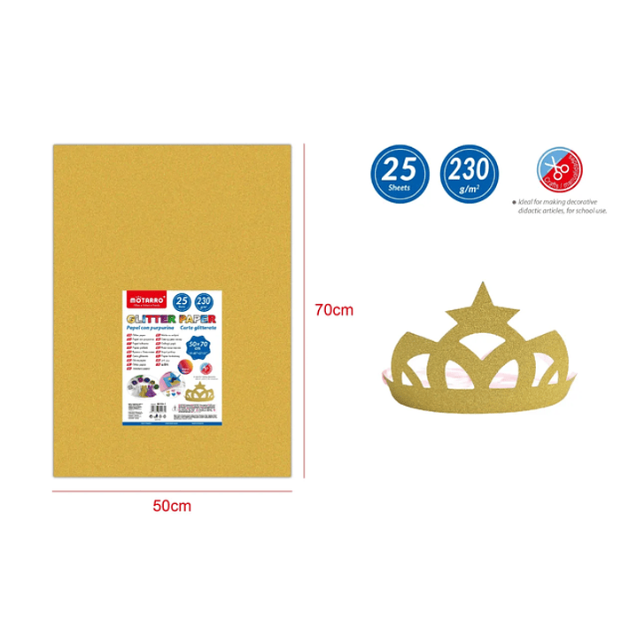 Papel Glitter Dorado 25pcs 50x70cm 1