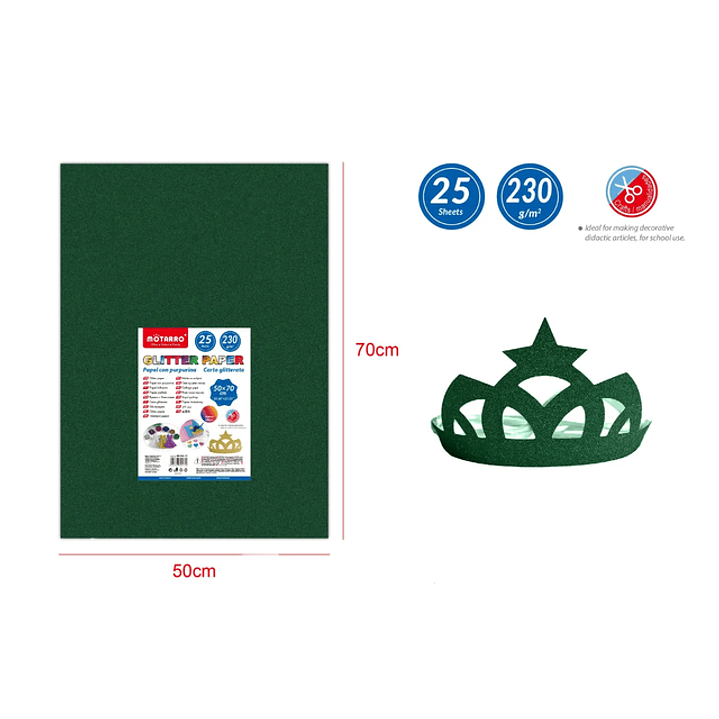Papel Glitter Verde Oscuro 25pcs 50x70cm 1