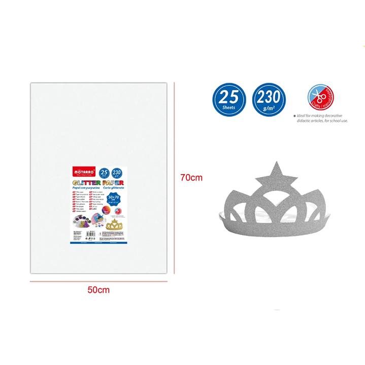 Papel Glitter Plateado 25pcs 50x70cm 1
