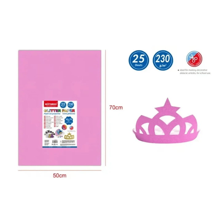 Papel Glitter Rosado 25pcs 50x70cm 1