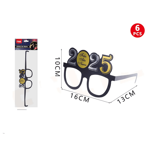 Lentes de Cartón con frase 2025 6pcs