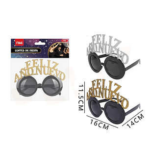 Lentes Negros de año Nuevo Glitter