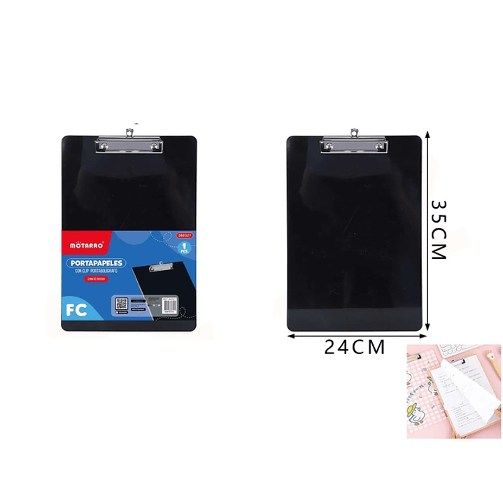 Tablero con Pinza Negro24x35cm 1