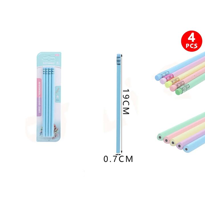 Lápiz Grafito Azul Pastel 4pcs 1