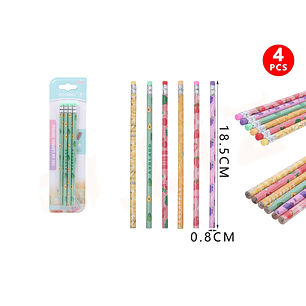 Lápiz Grafito Frutas 4pcs