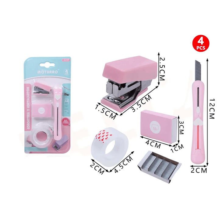Set Corchetera y Cortacartón Rosado 1