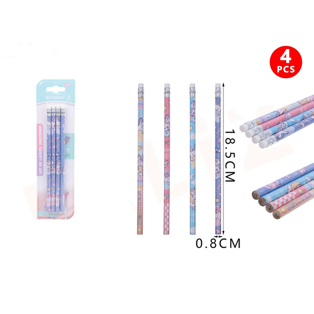 Lápiz Grafito Unicornio 4pcs 1