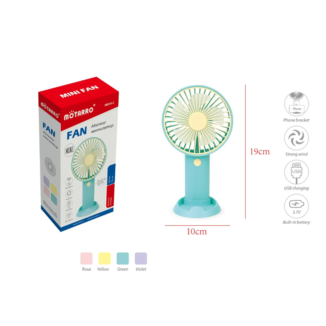 Ventilador Eléctrico de Mano Colores 19cm 1