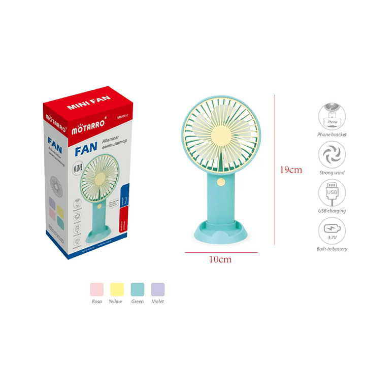 Ventilador Eléctrico de Mano Colores 19cm 1