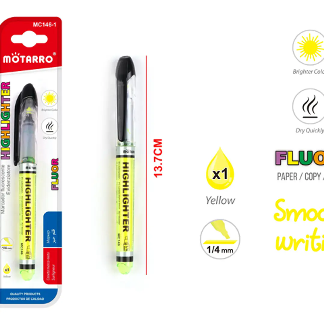Marcador LÍquido Flúor Amarillo 13.7cm 1