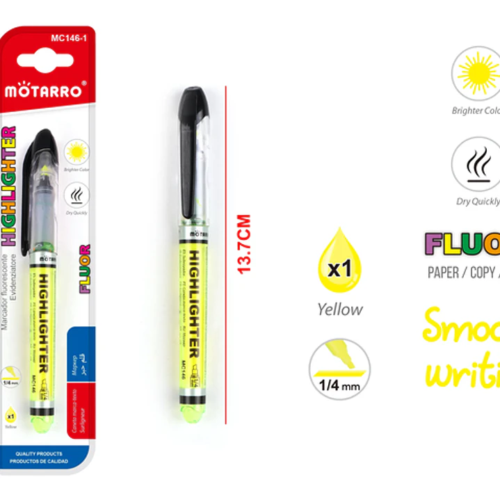 Marcador LÍquido Flúor Amarillo 13.7cm 1