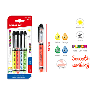 Marcador LÍquido Flúor Color 13.7cm 4pcs