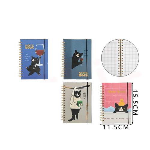 libreta Gato Sad 80Hojas 7*7mm A6