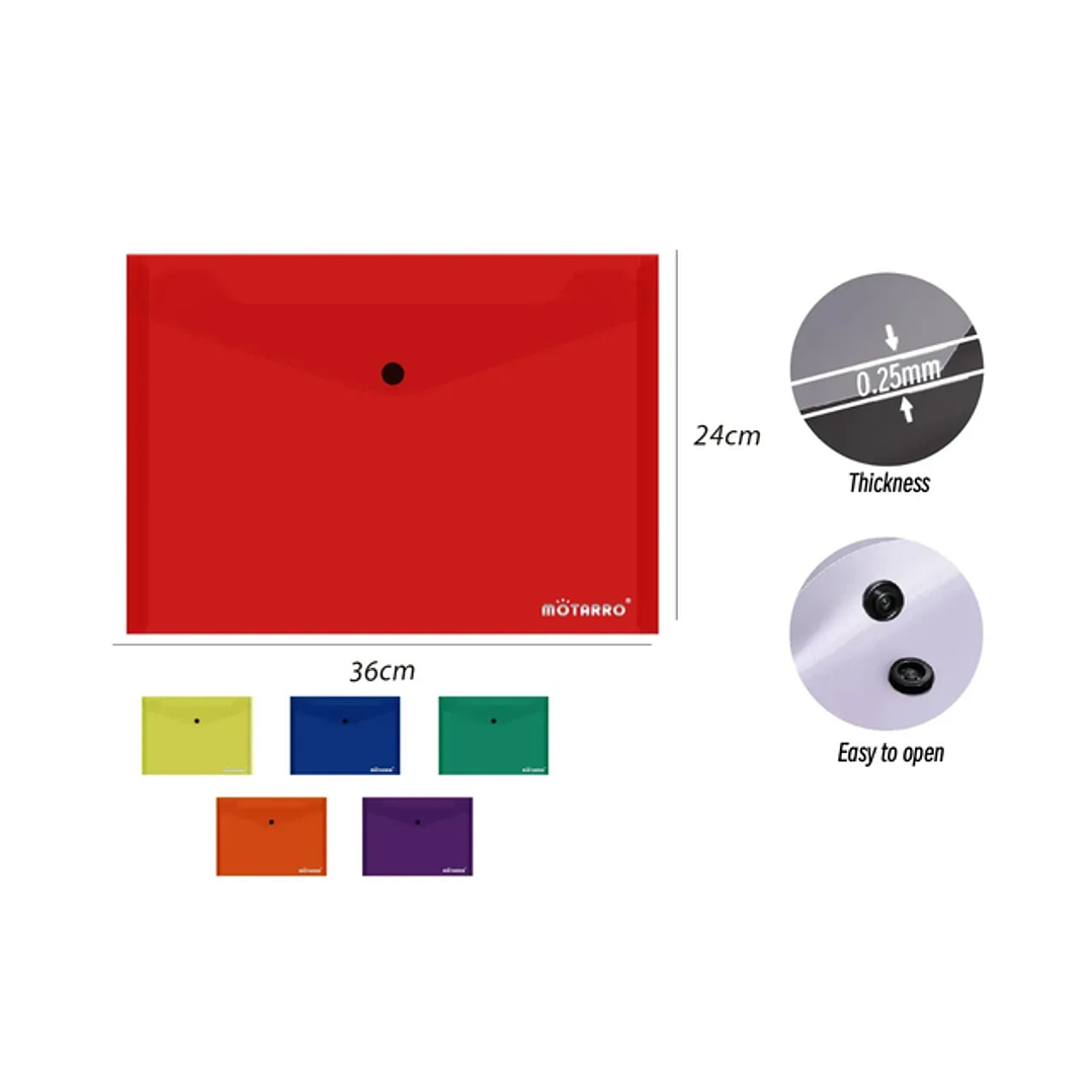 Carpeta Sobre Con Boton Multicolor 36X24Cm 1