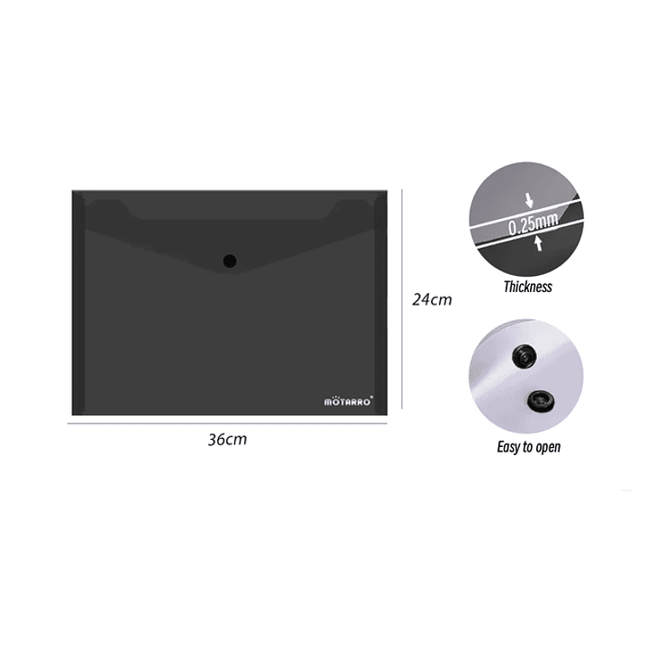 Carpeta Sobre Con Boton Negro 36X24Cm 1