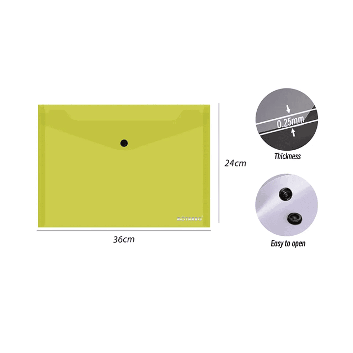 Carpeta sobre con botón Mostaza 36x24cm 1