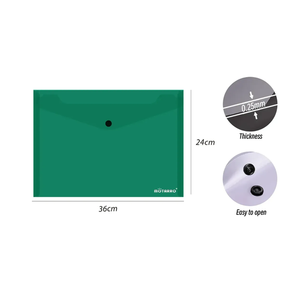 Carpeta sobre con botón Verde 36x24cm 1