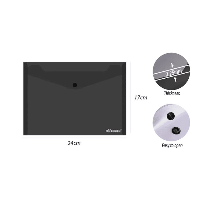 Carpeta Sobre Con Boton Negro 24X17Cm 1