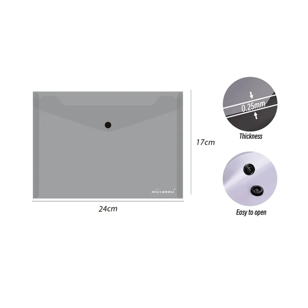 Carpeta sobre con botón Gris 24x17cm 1