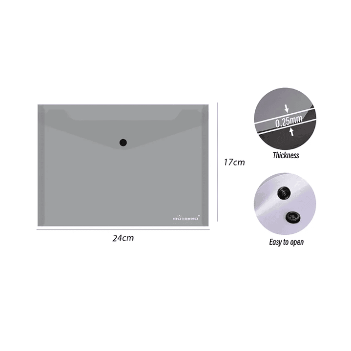 Carpeta sobre con botón Gris 24x17cm 1