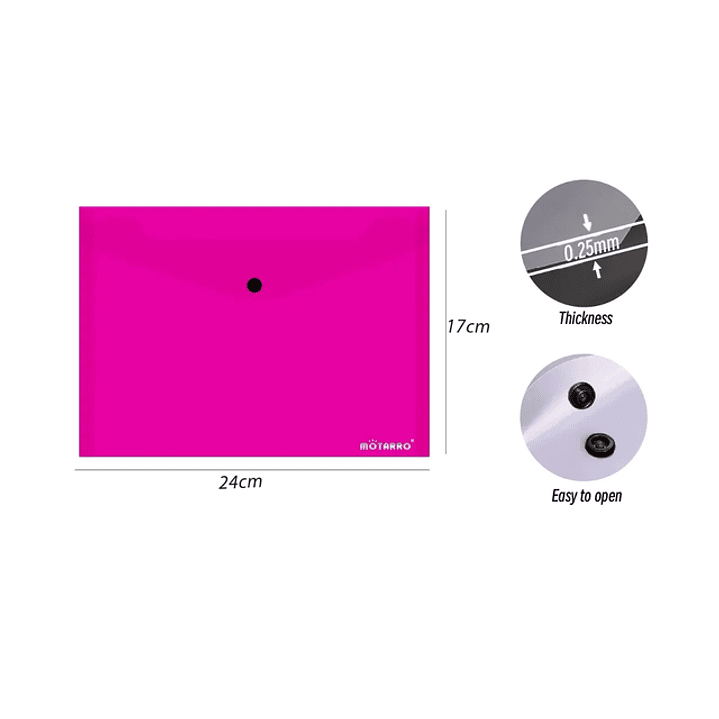 Carpeta sobre con botón Fucsia 24x17cm 1