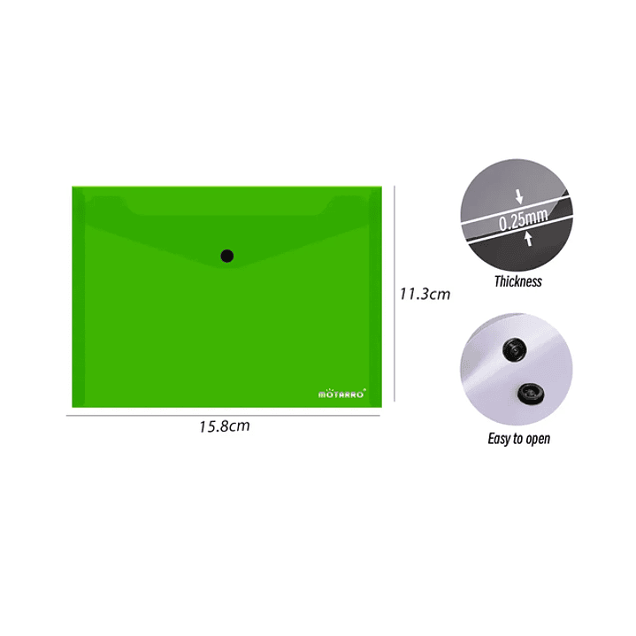 Carpeta sobre con botón Verde 15.8x11.3cm 1