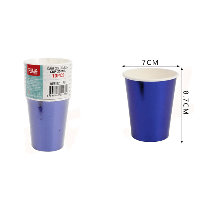 Vasos Desechables Azul Oscuro 10pcs 250ML 1