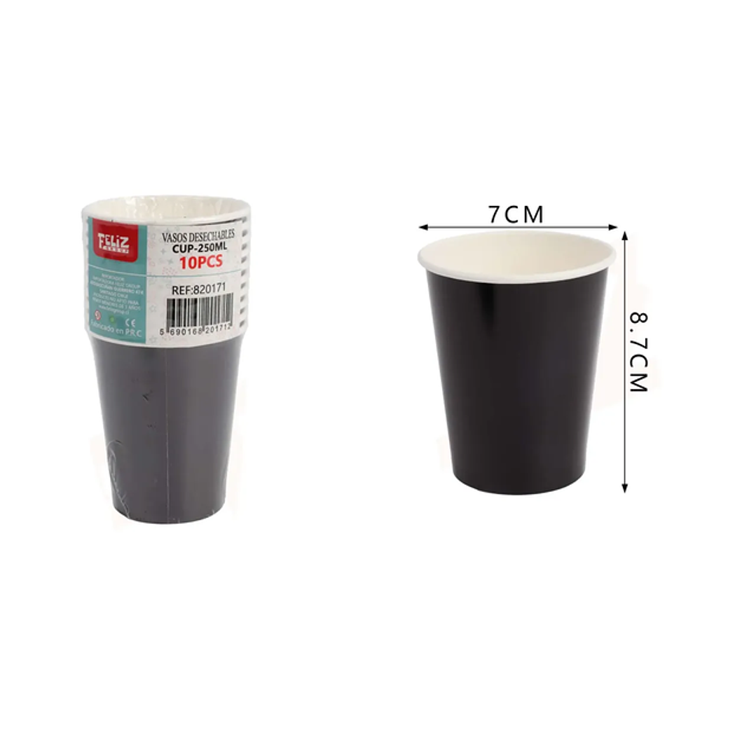 Vasos Desechables Negro 10pcs 250ML 1