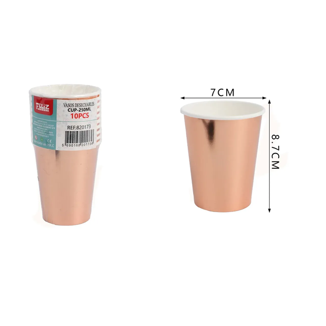 Vasos Desechables Cobre 10pcs 250ML 1
