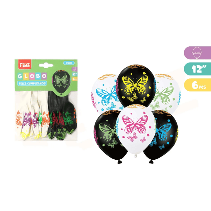 Globos Mariposas 12Pulgadas 6Pcs 1