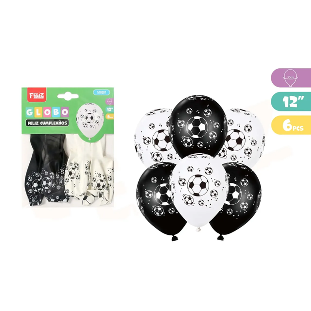 Globos Futbol 12Pulgadas 6Pcs 1 1