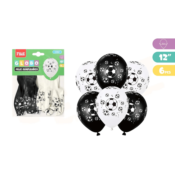 Globos Futbol 12Pulgadas 6Pcs 1 1