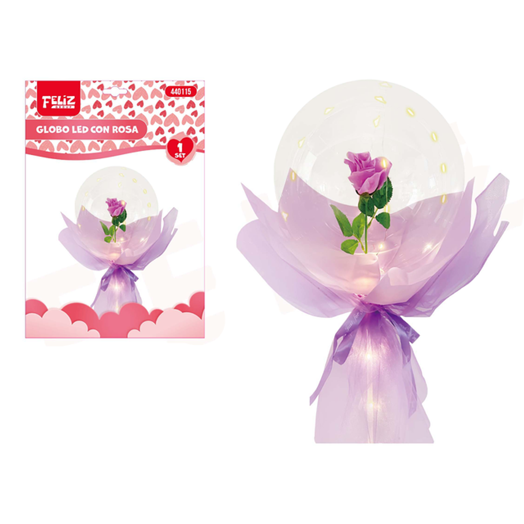 Globo Burbuja Led con Rosa Lila 1