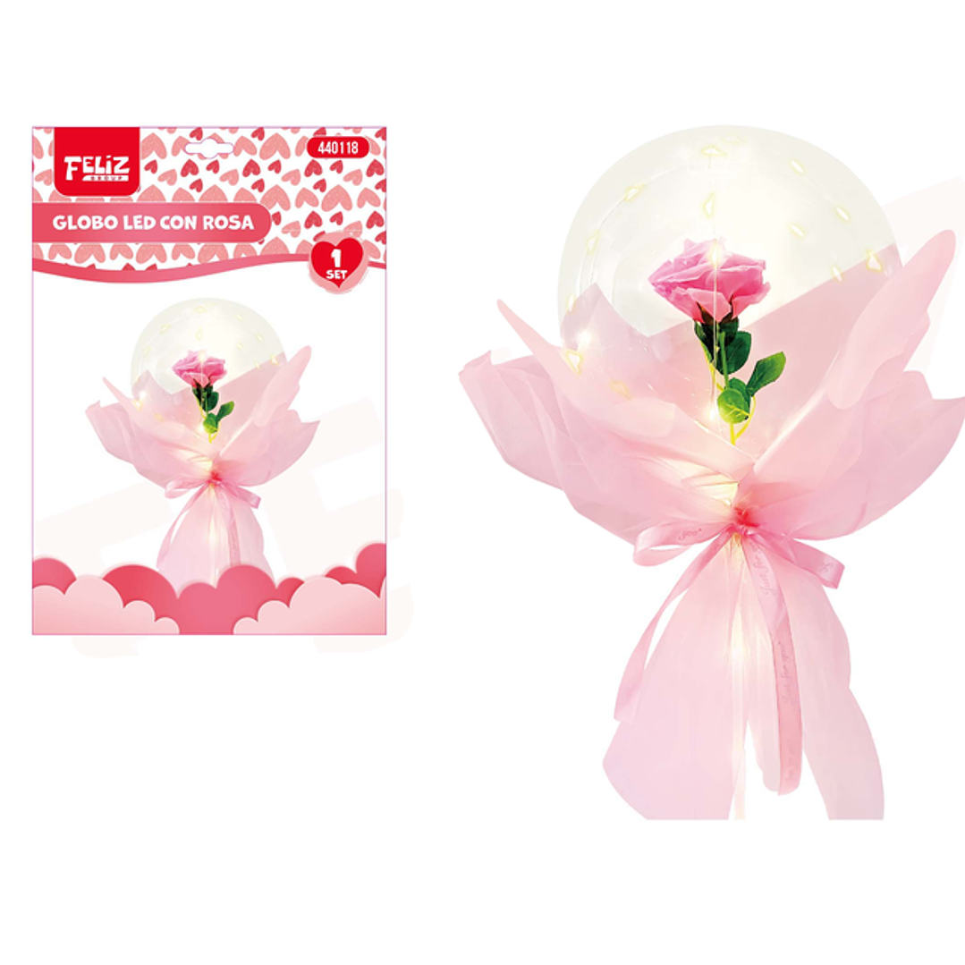 Globo Burbuja Led con Rosa Rosado 1