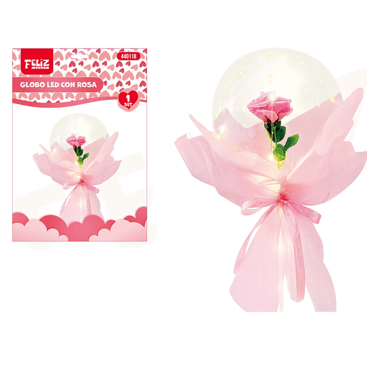 Globo Burbuja Led con Rosa Rosado 1