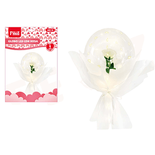 Globo Burbuja Led con Rosa Blanco