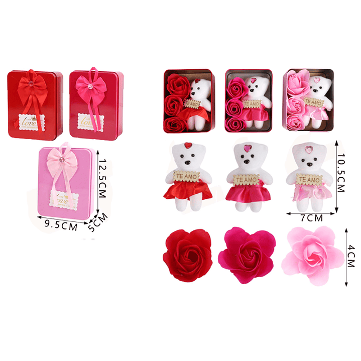 Caja Flores Eternas Con Osito 955125Cm 1