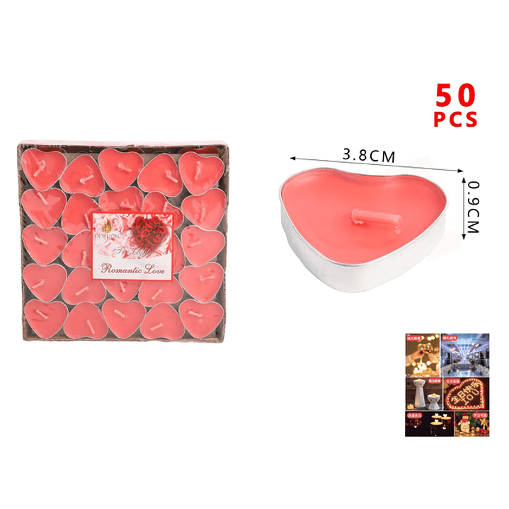 Velas De Corazon Rojo 38Cm 50Pcs 1