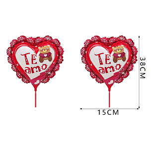 Globo Metalizado Corazon Te Amo Osito 145Pulgadas