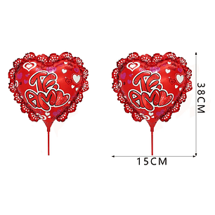 Globo Metalizado Corazon Te Amo Rojo 145Pulgadas