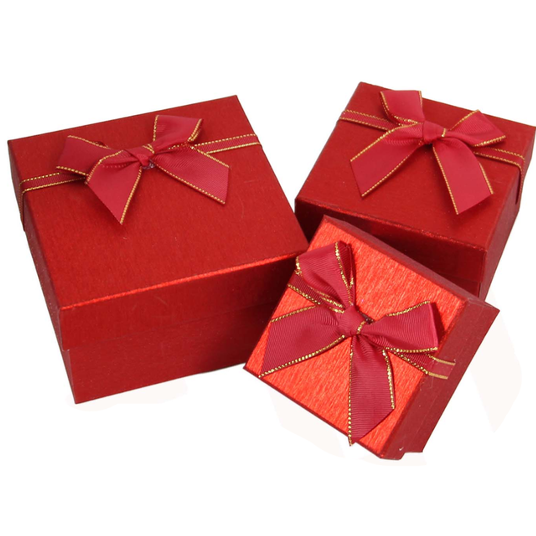 Set de 3 Cajas Cuadrado Rojo Metal 1