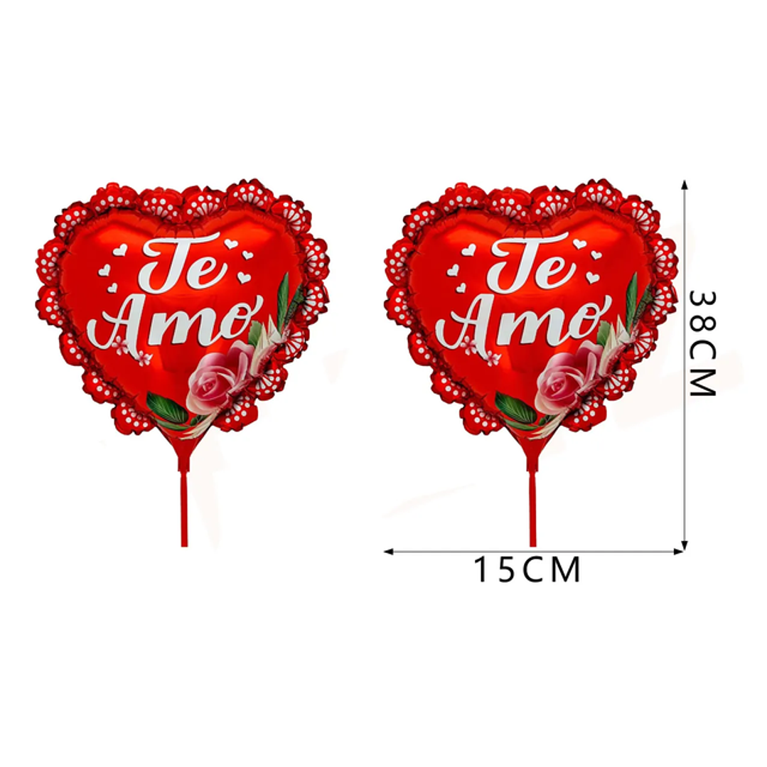 Globo Metalizado Corazon Rosas 145Pulgadas 1