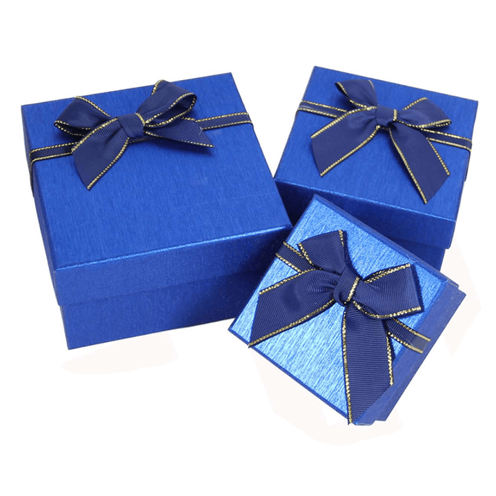 Set de 3 Cajas Cuadrado Azul Metal 1
