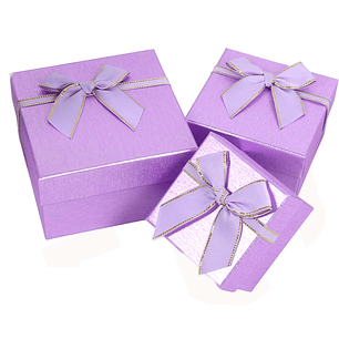 Set de 3 Cajas Cuadrado Morado Metal