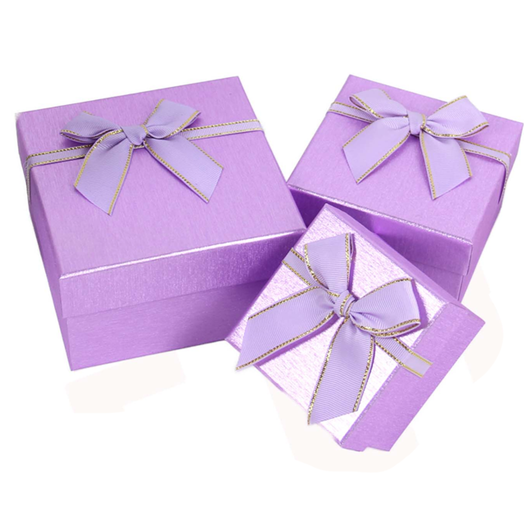 Set de 3 Cajas Cuadrado Morado Metal 1
