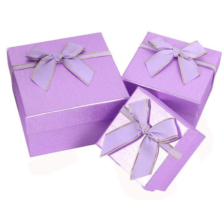 Set de 3 Cajas Cuadrado Morado Metal 1