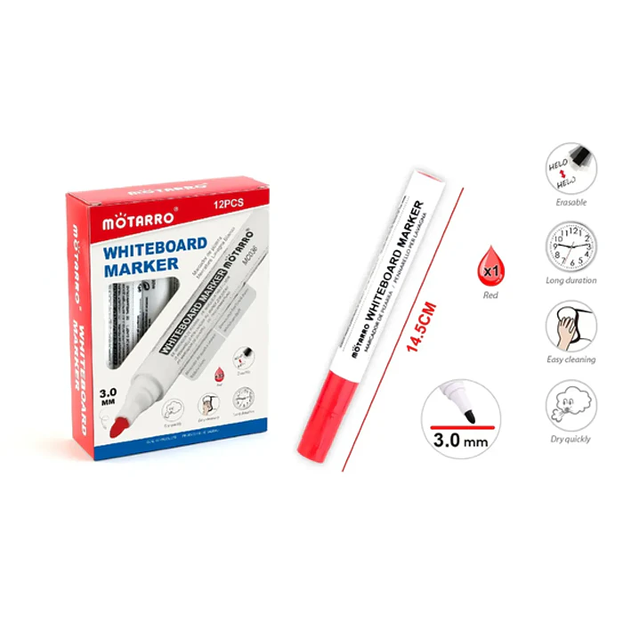 Plumón de Pizarra Rojo 3mm 12 Unidades 1