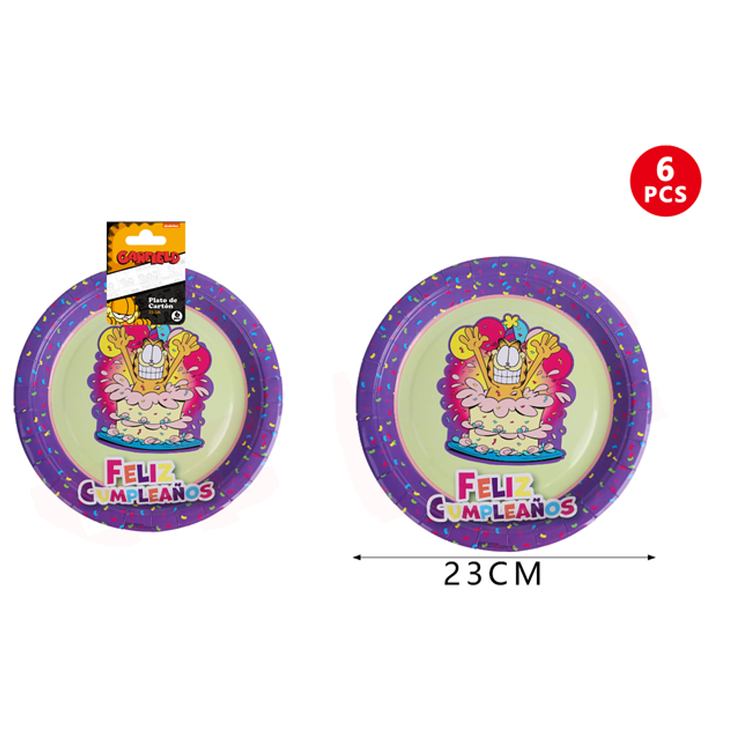 Plato de Cartón Garfield Sorpresa 23cm 6pcs 1