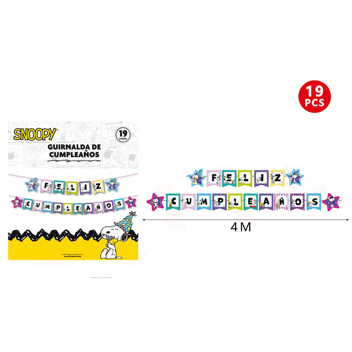 Guirnalda de Cumpleaños Snoopy Estrella 4M 19pcs 1