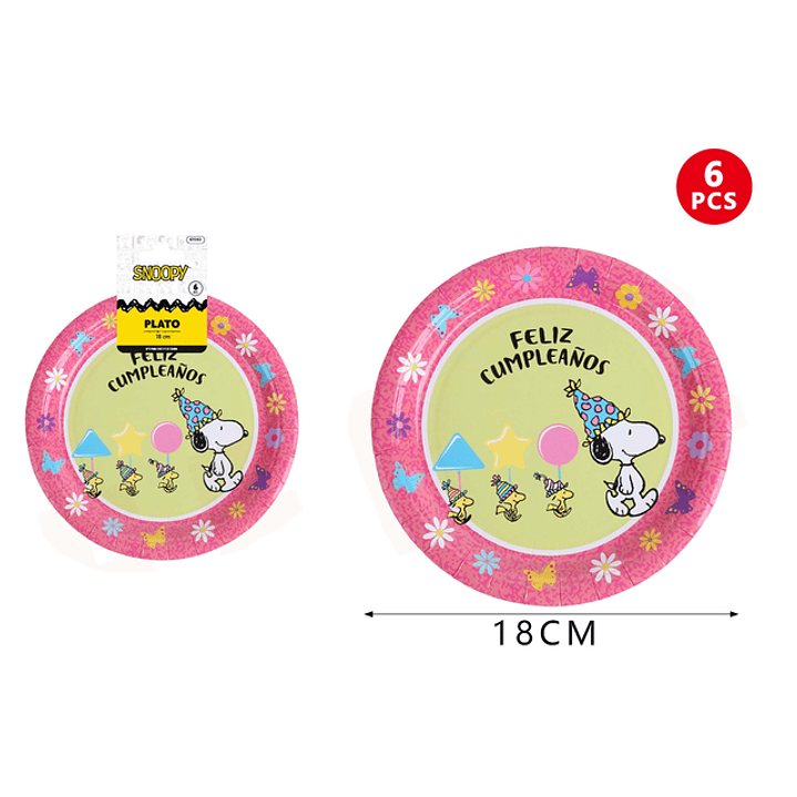 Plato de Cartón Snoopy 18cm 6pcs 1